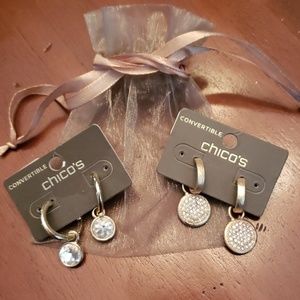 NWT Chico's Convertible Pierced Earrings-Two Pair
